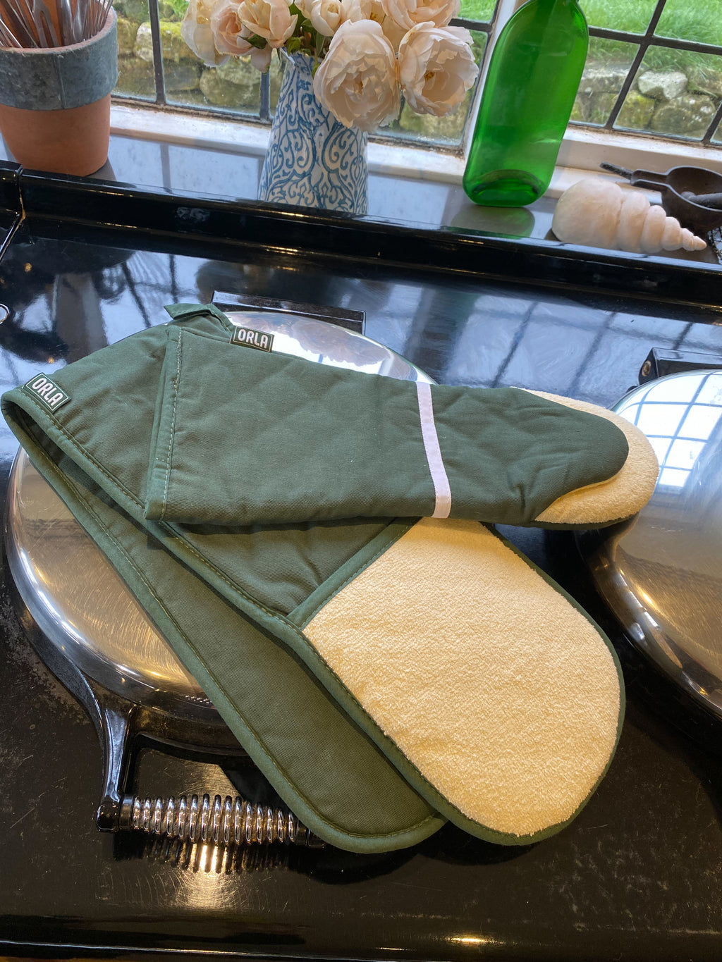 Orla Double Oven Gloves- Heat Resistant Pot Holder- 100% Cotton- For Home & Professional Cooking -1 Piece (Green)
