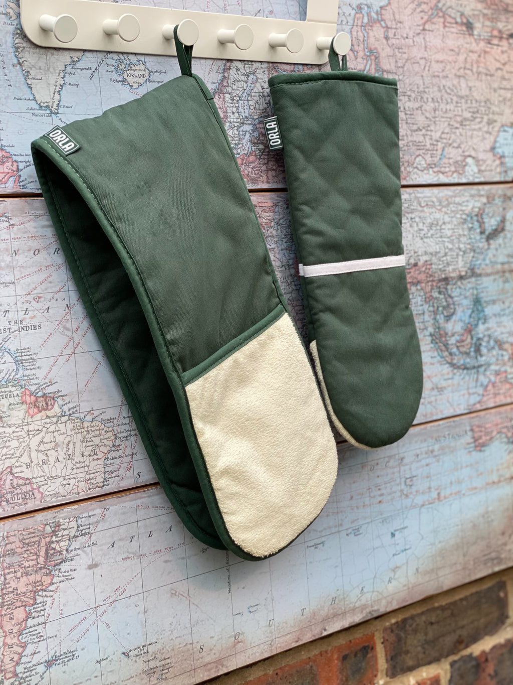 Orla Double Oven Gloves- Heat Resistant Pot Holder- 100% Cotton- For Home & Professional Cooking -1 Piece (Green)