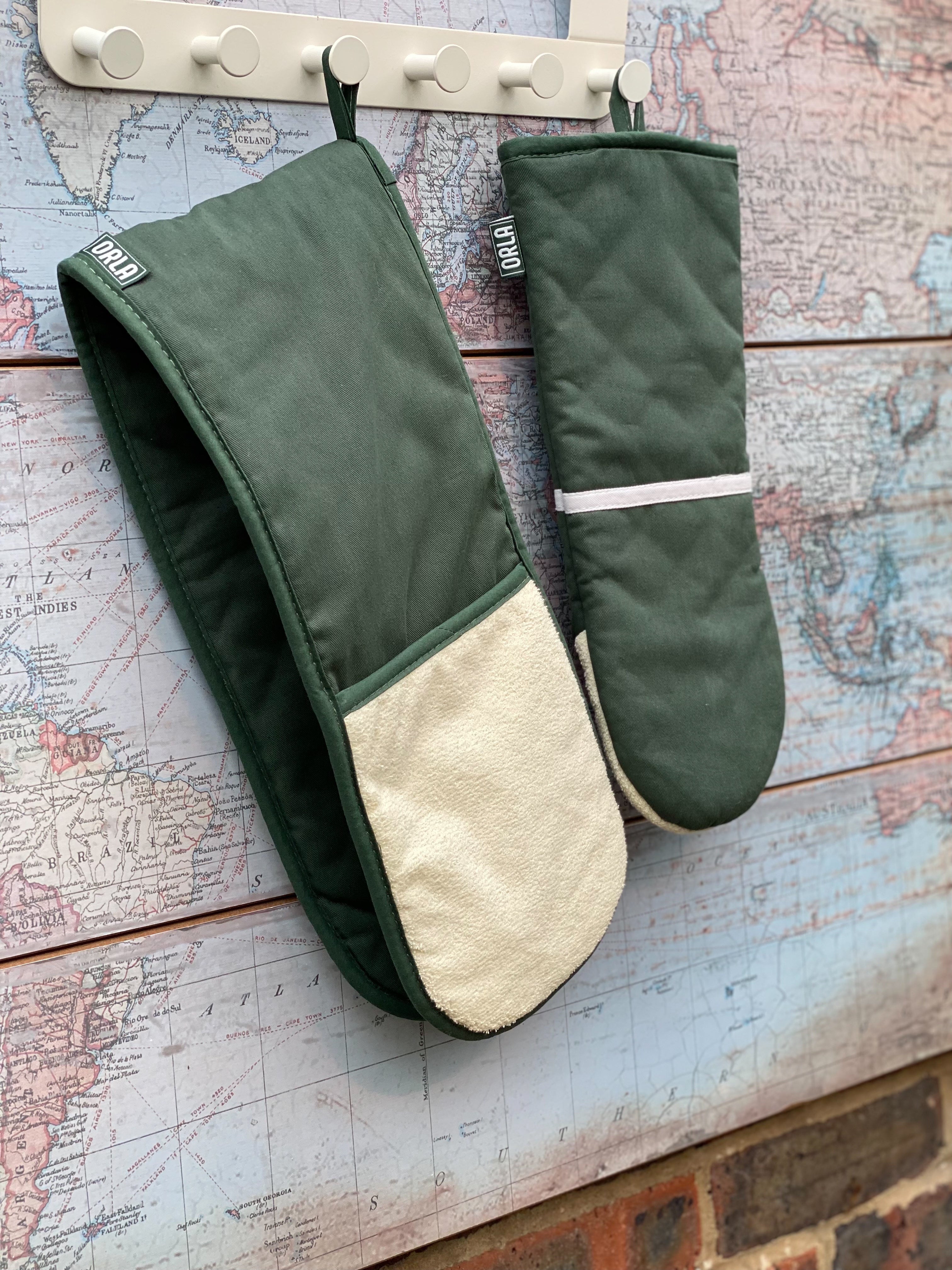 Orla Double Oven Gloves- Heat Resistant Pot Holder- 100% Cotton- For Home & Professional Cooking -1 Piece (Green)