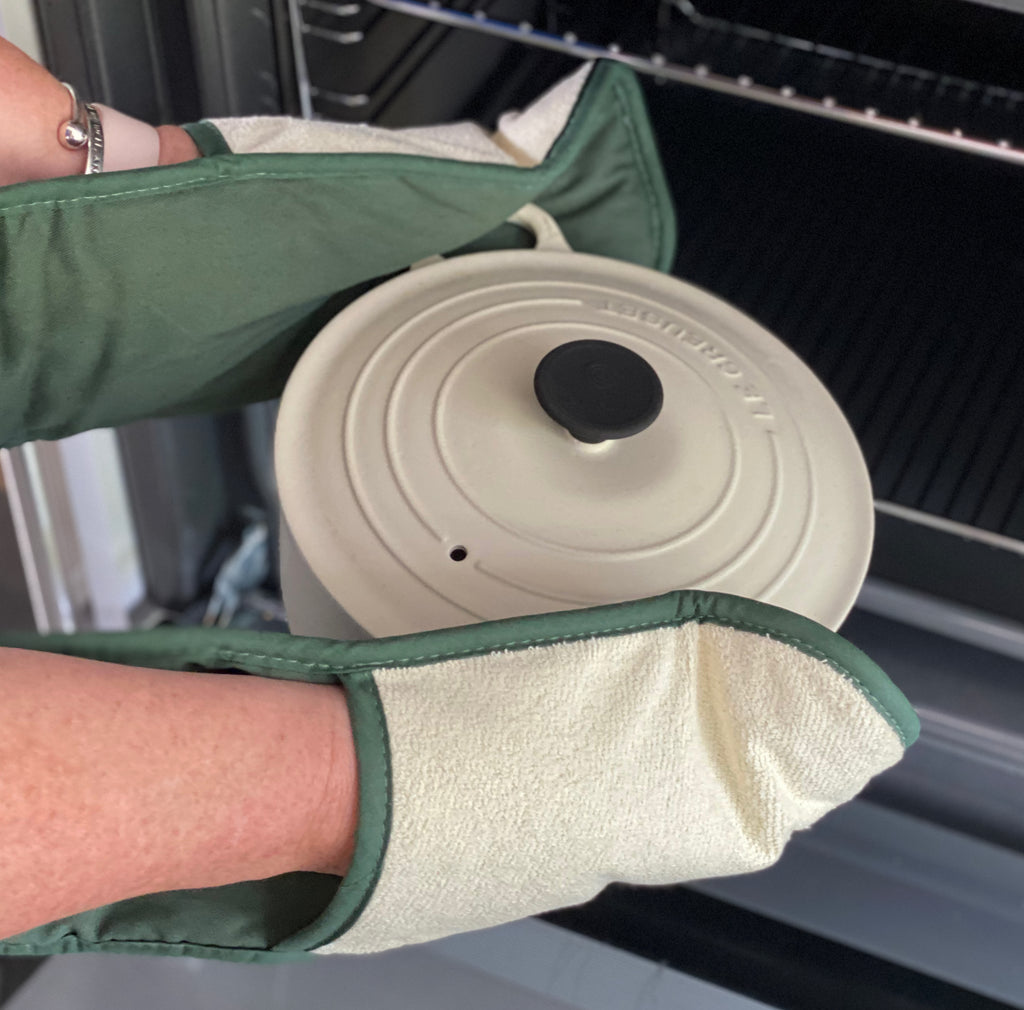 Orla Double Oven Gloves- Heat Resistant Pot Holder- 100% Cotton- For Home & Professional Cooking -1 Piece (Green)